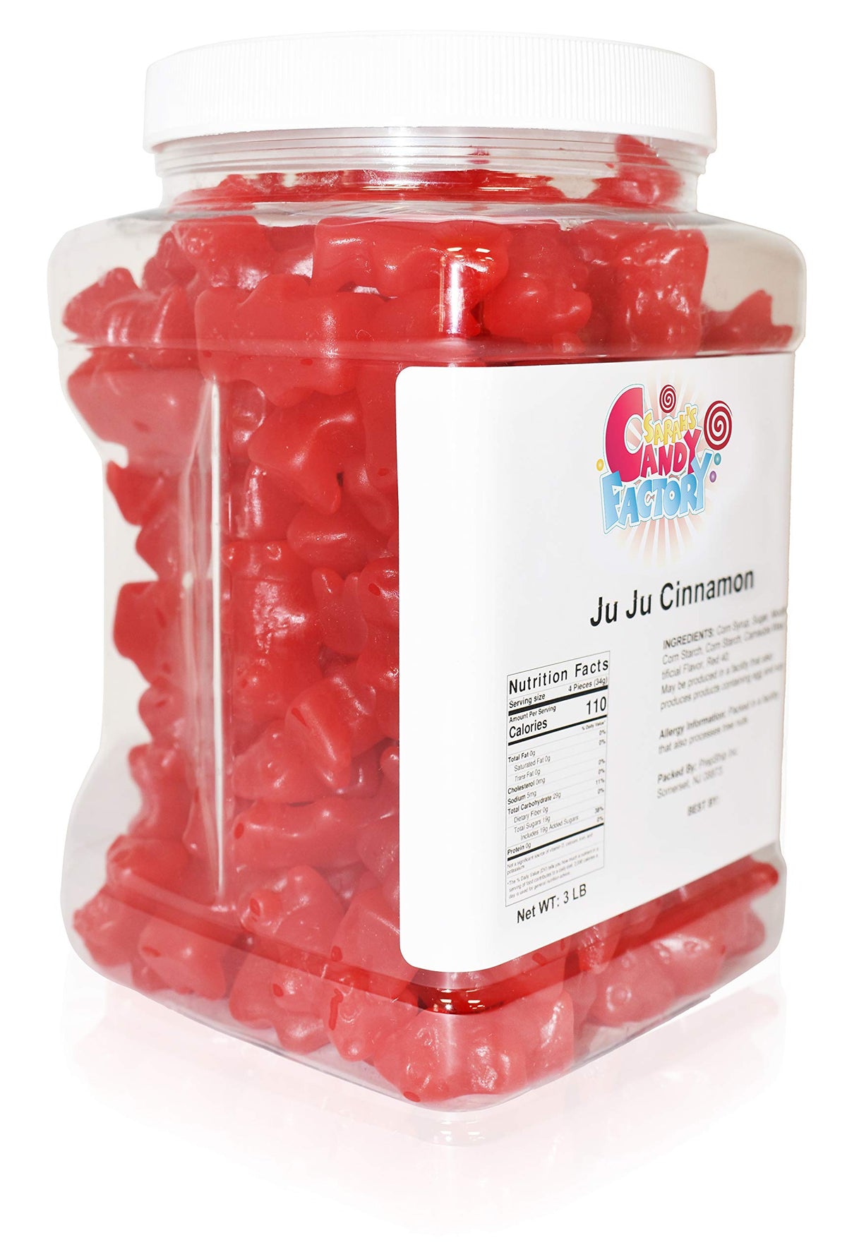 Close-up of Ju Ju Cinnamon gummies showing chewy texture and cinnamon flavor.