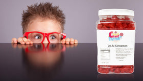 Reusable jar keeps Ju Ju candies fresh for parties.