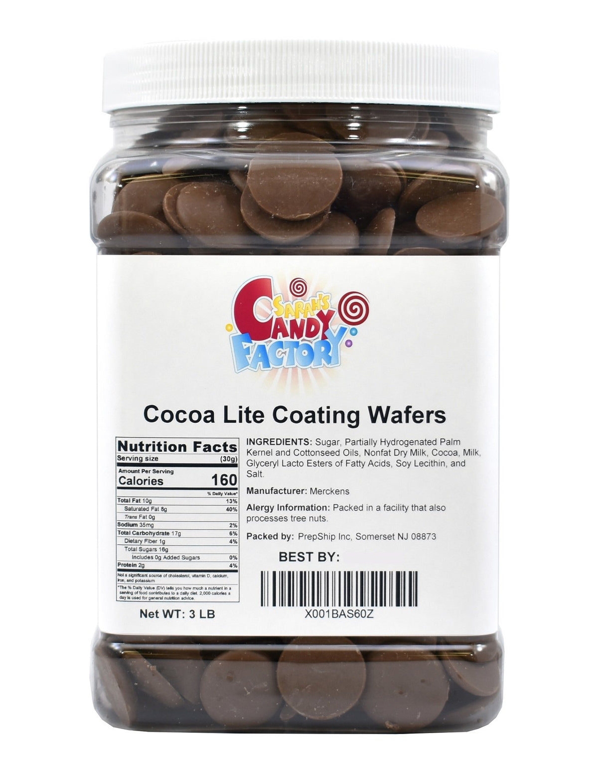 Sarah's Candy Factory Merckens wafers in a jar for smooth coating