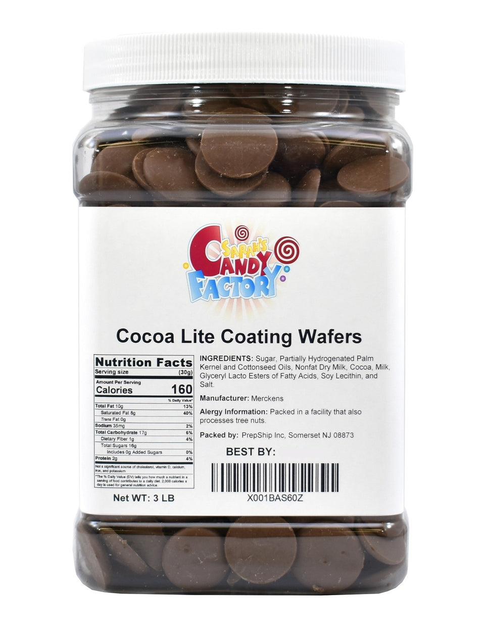 Sarah's Candy Factory Merckens wafers in a jar for smooth coating