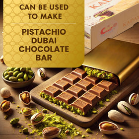 Sarah's Candy Factory pistachio paste with kataifi for Dubai-inspired desserts.