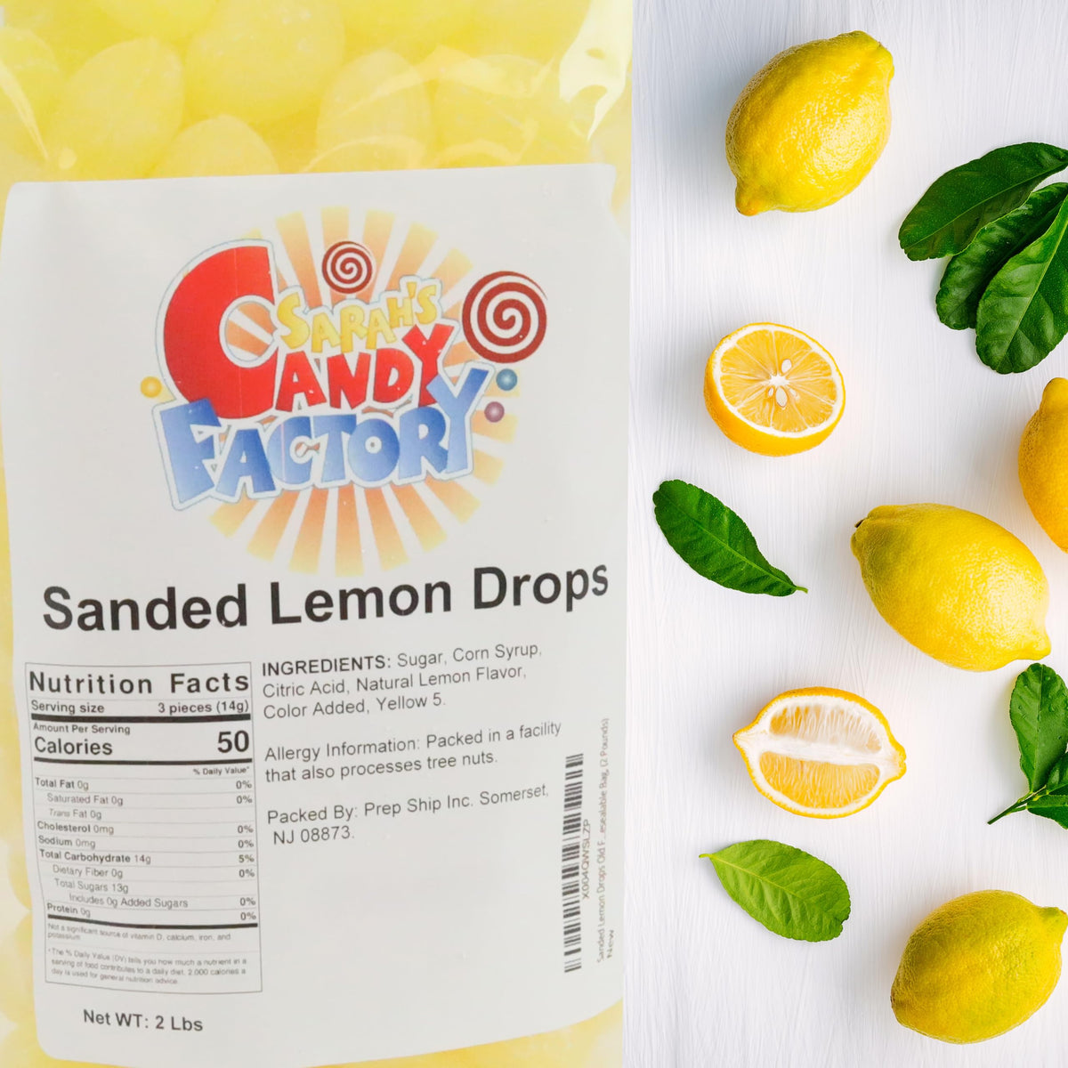 Sarah's Candy Factory office snack setup featuring sanded lemon drops.