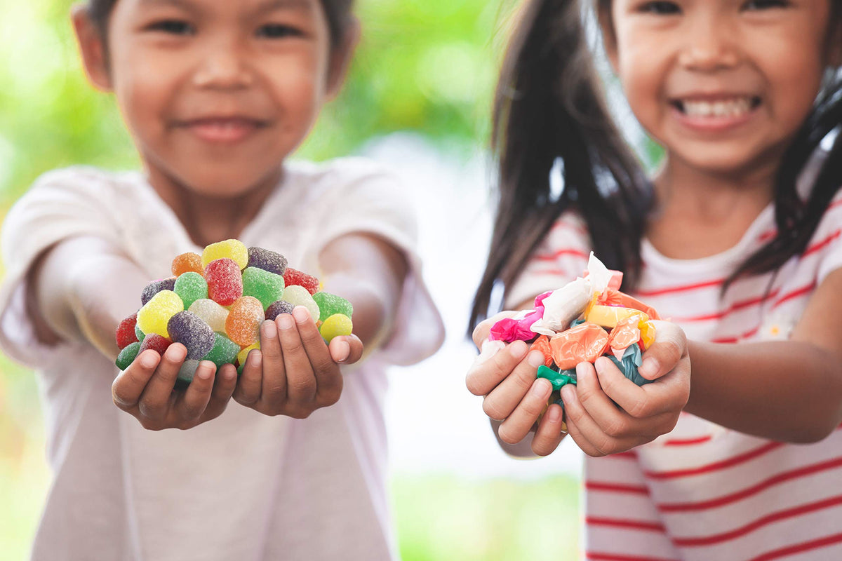 Open bag of Sarah's Candy Factory spice drops reveals abundant candies.