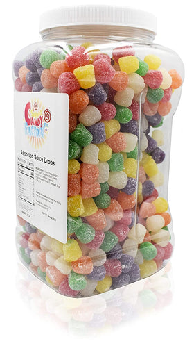 Sarah's Candy Factory spice drops texture close-up shows chewy consistency and vibrant flavors.