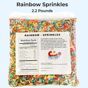 Sarah's Candy Factory sprinkles for layered desserts and trifles add vibrant contrast.