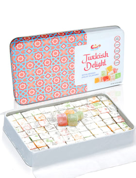 Close-up of chewy Turkish Delight cubes from Sarah's Candy Factory.