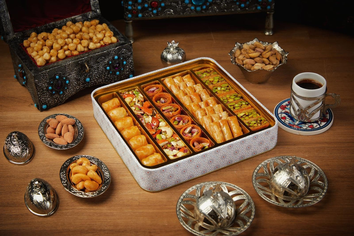 Sarah's Candy Factory Turkish dessert assortment pairs well with tea or coffee.