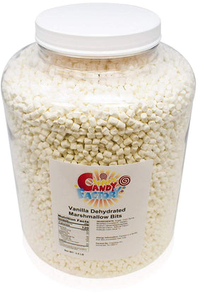 Vanilla mini marshmallow bits sprinkled on cereal by Sarah's Candy Factory