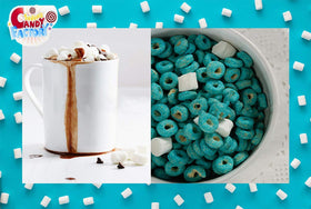 Vanilla mini marshmallow bits as hot chocolate topping from Sarah's Candy Factory