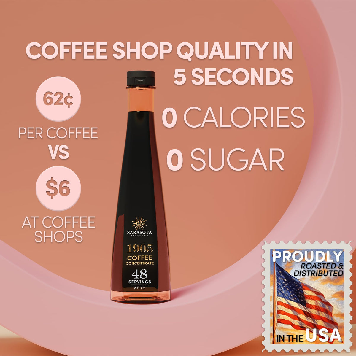 Hot coffee steam with Sarasota 1905 Concentrate demonstrates quick cafe-style prep.