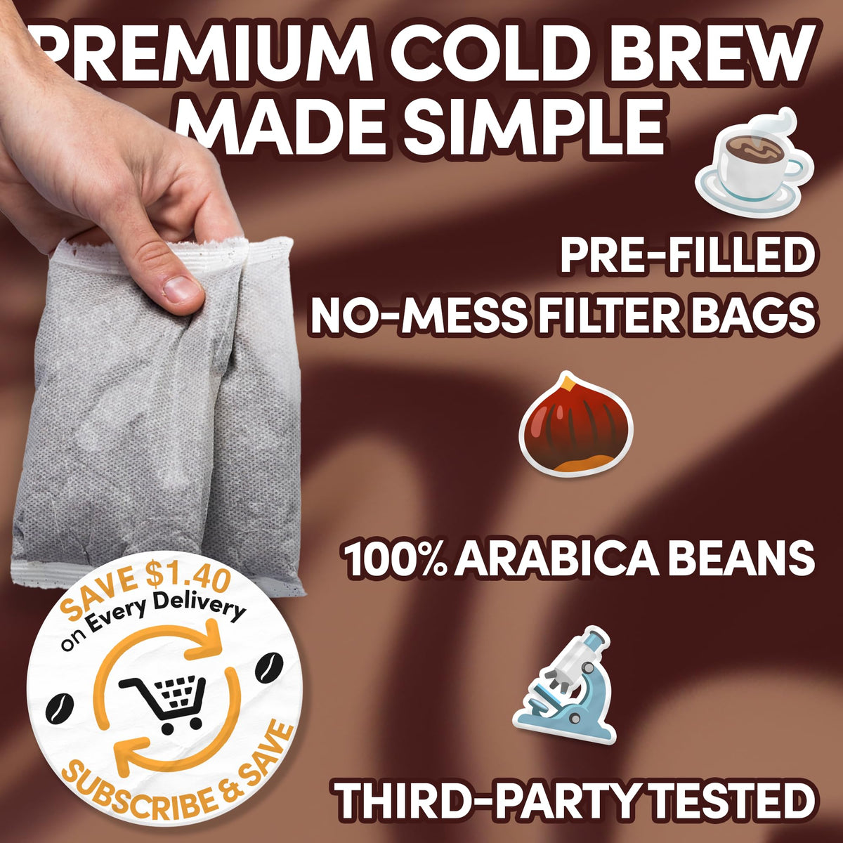 Sarasota 1905 Cold Brew Bags steeping setup with water ready for infusion.