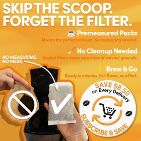 Sarasota filter packs in hand, mess-free and premeasured for quick brewing