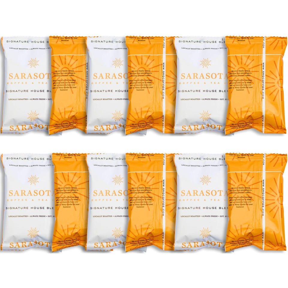 Sarasota Breakfast Blend packets ready for 8–12 cup drip brews