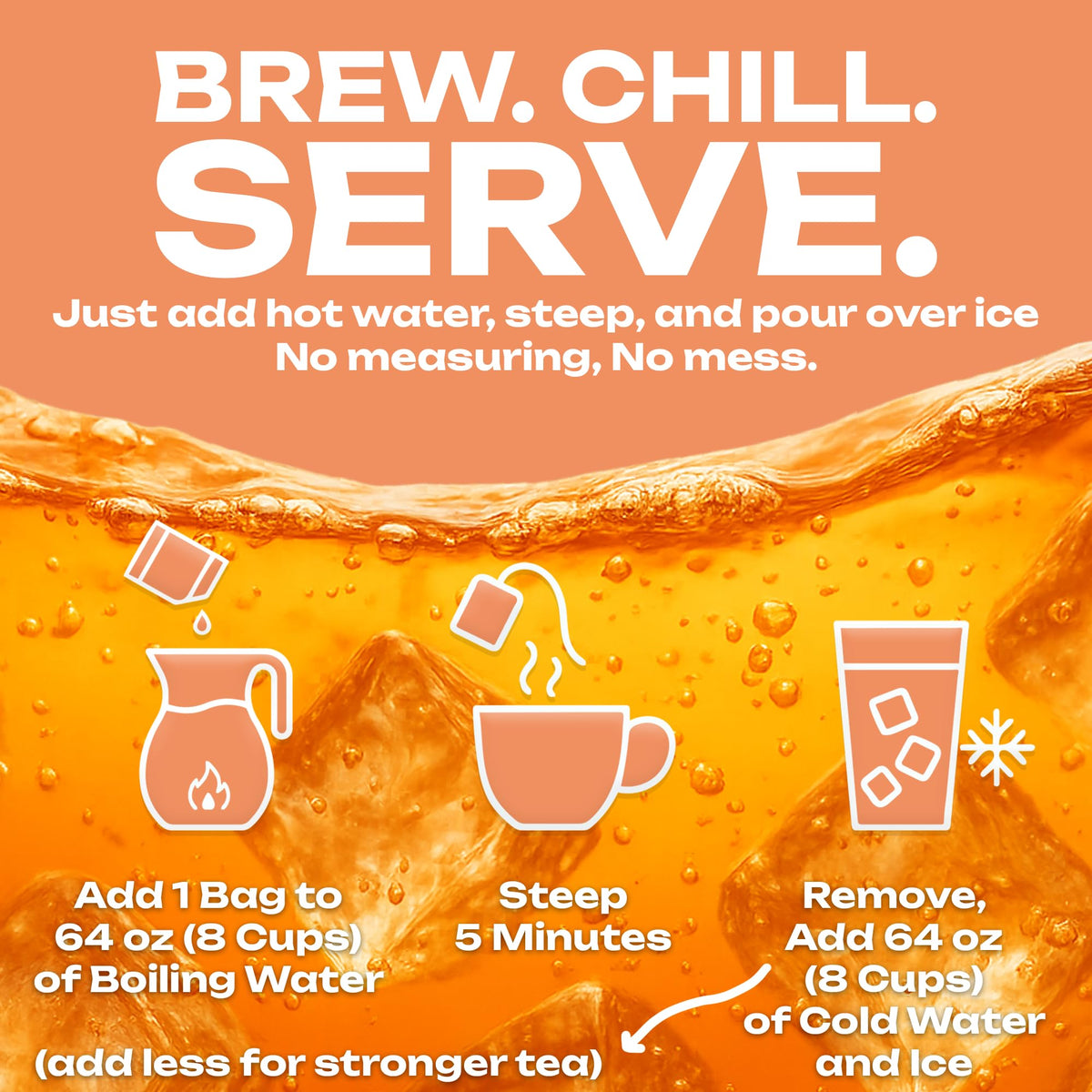 Sarasota peach iced tea bags are pre-measured for consistent brews