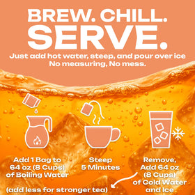 Sarasota peach iced tea bags are pre-measured for consistent brews