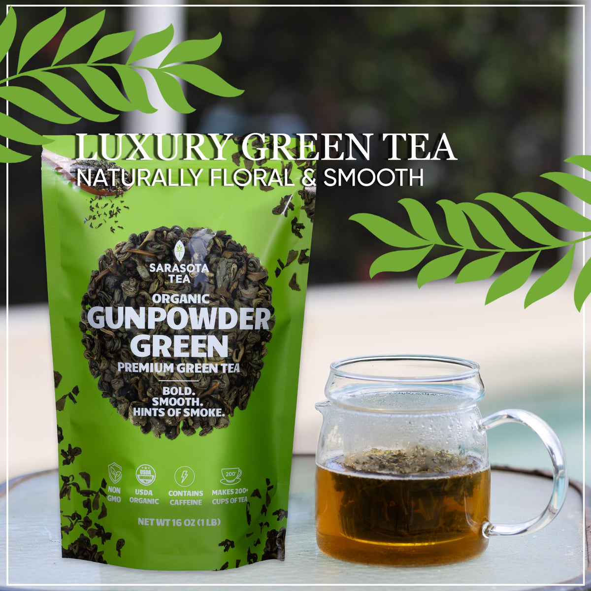 Sarasota Gunpowder Green Tea loose leaves suitable for multiple infusions at home.