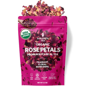 SARASOTA Organic Rose Petals loose tea for a calming, caffeine-free ritual.