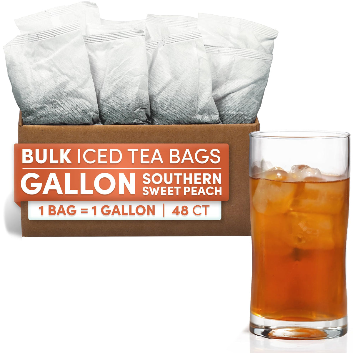 Sarasota peach iced tea bags close-up for quick southern brew