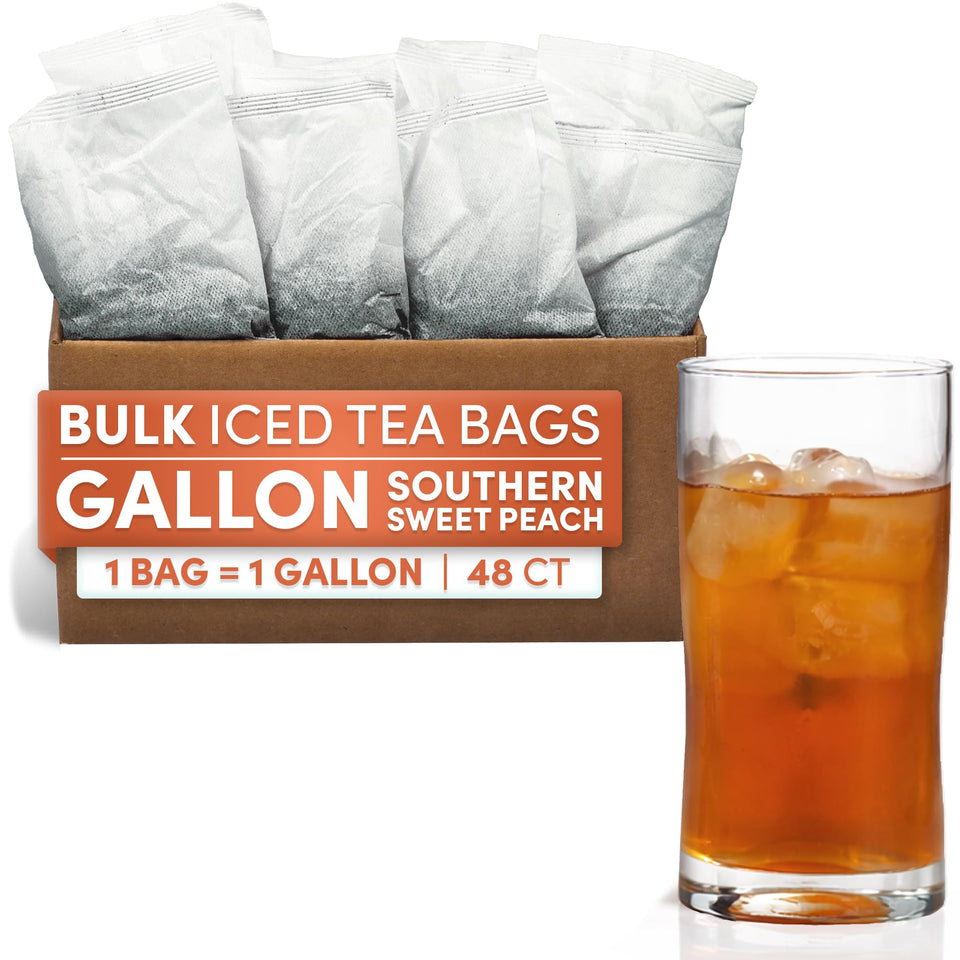 Sarasota peach iced tea bags close-up for quick southern brew