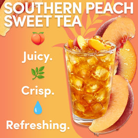 Sarasota peach tea bags in a pitcher for easy entertaining