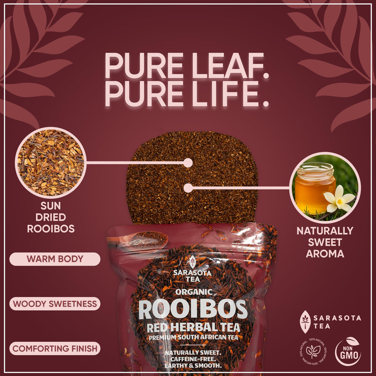 Sarasota Rooibos Non-GMO and additive-free option for everyday wellness.