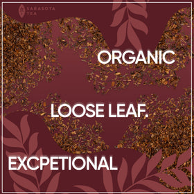 Sarasota Rooibos packaging shows USDA Organic seal for trusted sourcing.