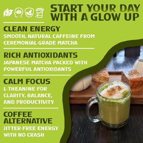 Sarasota Slim & Glow Matcha latte ready to mix with water or milk.