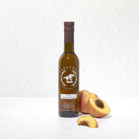 Saratoga Ripe Peach White Balsamic bottle for vibrant dressings.