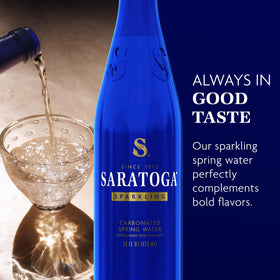 Saratoga Sparkling Water 24-pack neatly displayed for easy grab-and-go hydration.