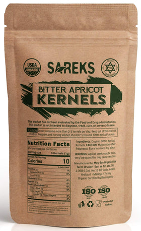 Close-up of SAREKS bitter apricot kernels showing natural texture