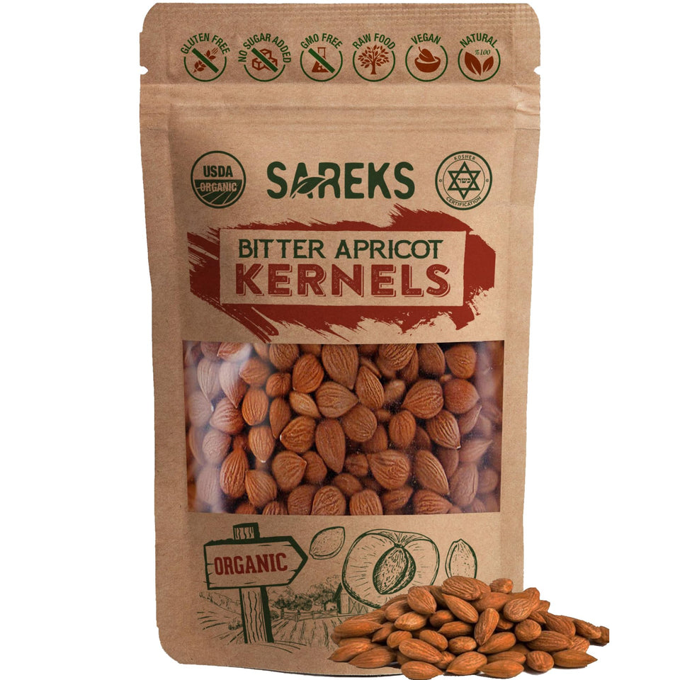 SAREKS bitter apricot kernels in resealable bag for freshness