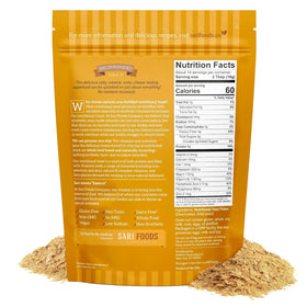 Sari Foods nutritional yeast flakes close-up texture for savory, nutty notes.