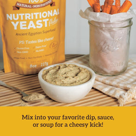 Sari Foods nutritional yeast on popcorn delivers cheesy aroma without dairy.