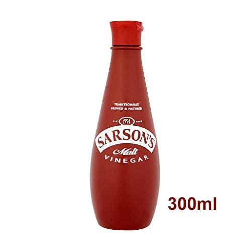 Sarsons Malt Vinegar 300ml pack shown for home use, ideal for cooking and flavor boosts.