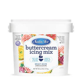 Satin Ice Buttercream Icing Mix 4 lb packaging enables quick, versatile frosting prep.