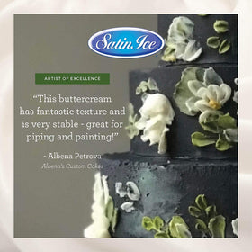 Satin Ice Buttercream Icing Mix brand label close-up signals quality ingredients.