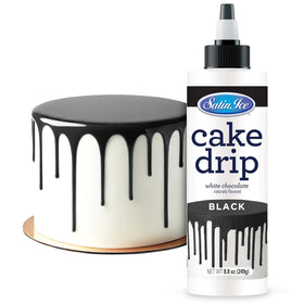 Satin Ice Cake Drip Black bottle pour for bold, glossy cake edges.