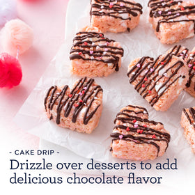 Satin Ice Cake Drip Black drizzle over brownies for a glossy topping.