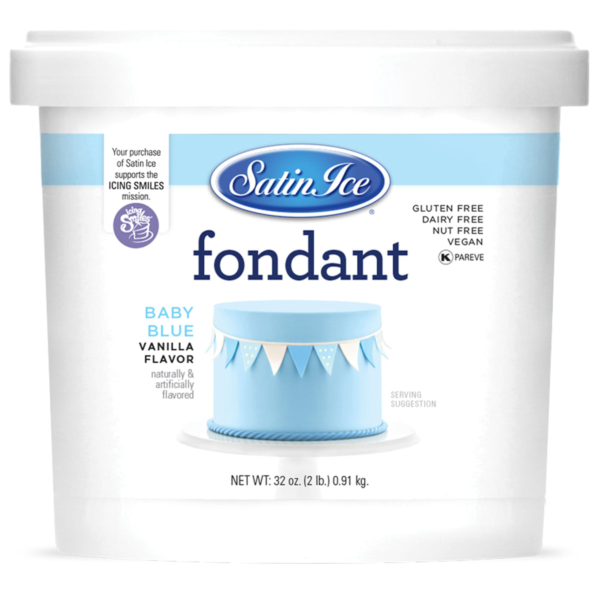 Satin Ice fondant baby blue covers cakes smoothly for a polished finish
