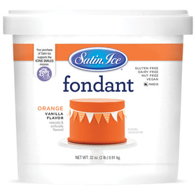 Satin Ice fondant orange 2lb pack for smooth cake coverage and vibrant color.