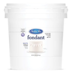 Satin Ice fondant white 20 lb packaging, ideal for bulk orders and smooth prep.