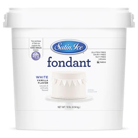 Satin Ice fondant white packaging shows premium quality for cake covering.