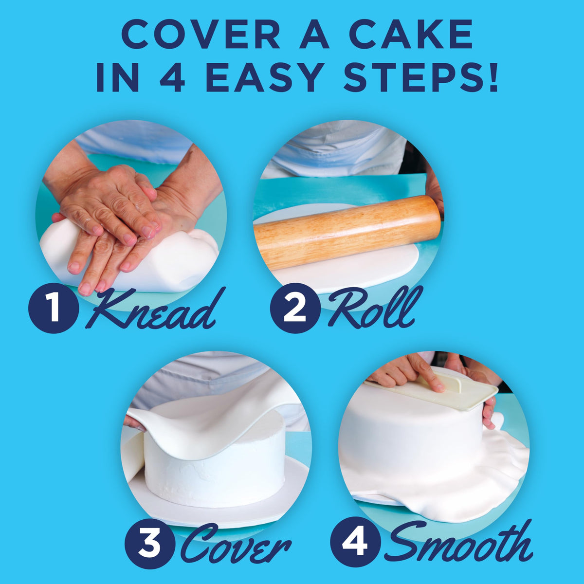 Satin Ice Fondant White provides a smooth finish on desserts.