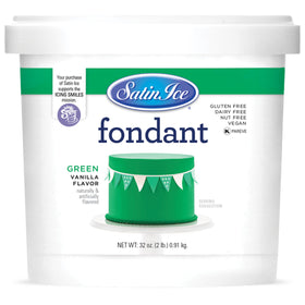 Satin Ice green fondant roll for smooth cake coverage and decoration