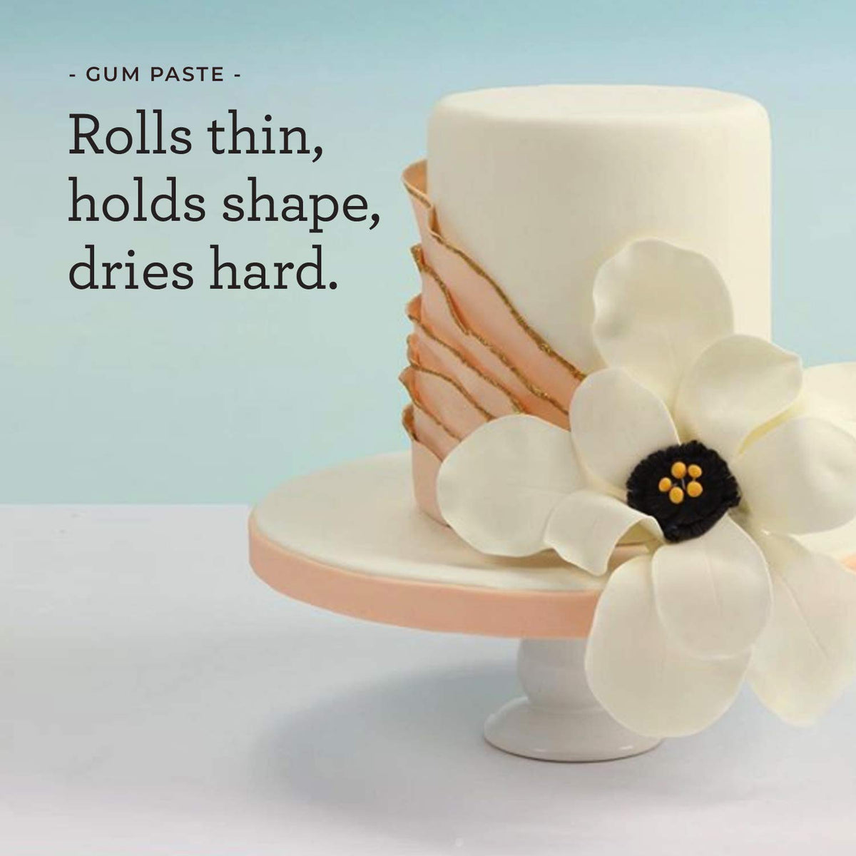 Satin Ice borders drapes show flexible use for couture cake designs.