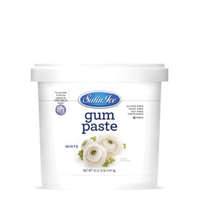 Satin Ice white 2lb roll shows smooth, pliable texture for detailed decorations.