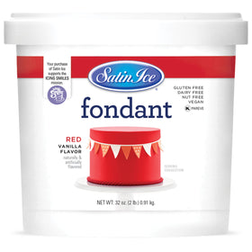 Satin Ice red fondant packaging highlights premium quality for bakers