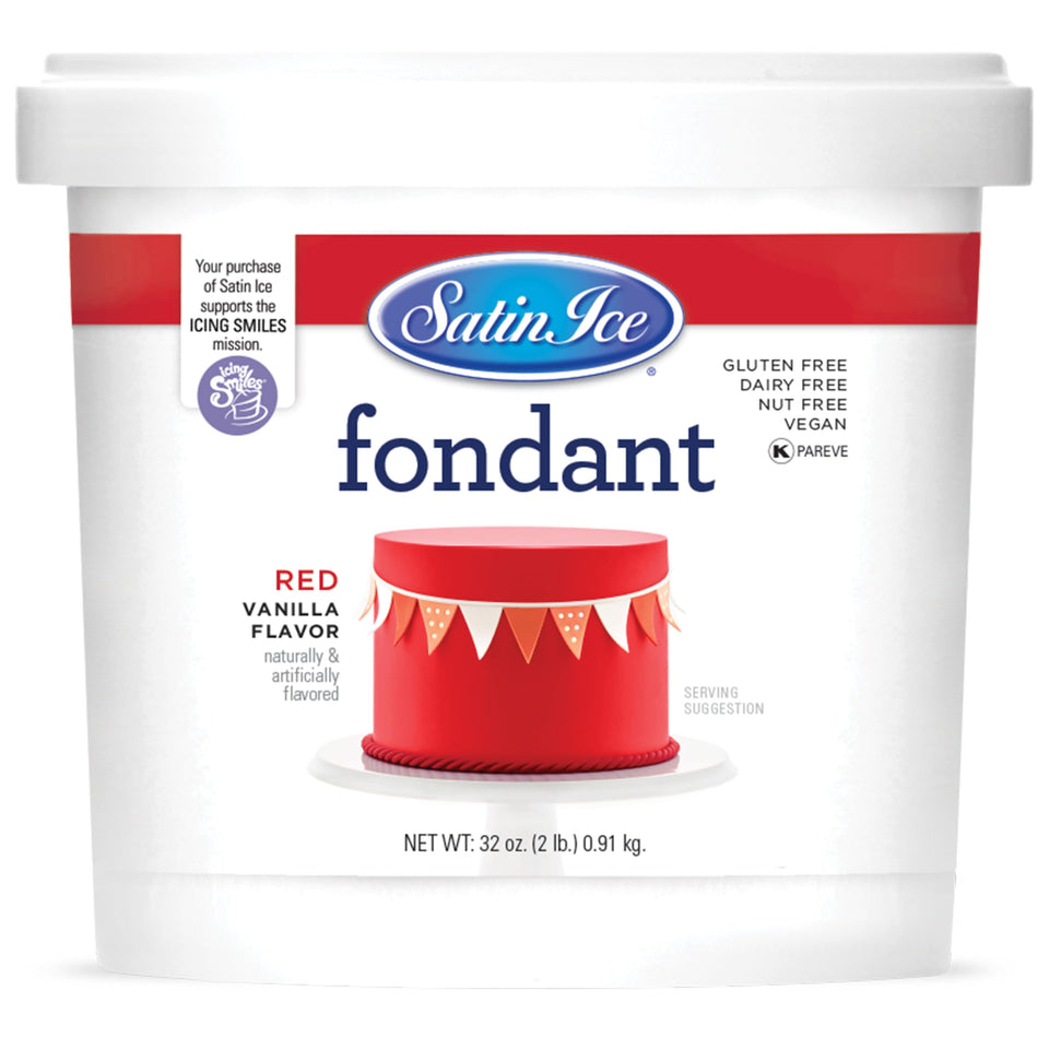 Satin Ice red fondant packaging highlights premium quality for bakers