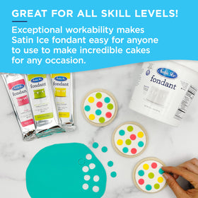 Satin Ice red fondant vanilla-chocolate flavor enhances desserts