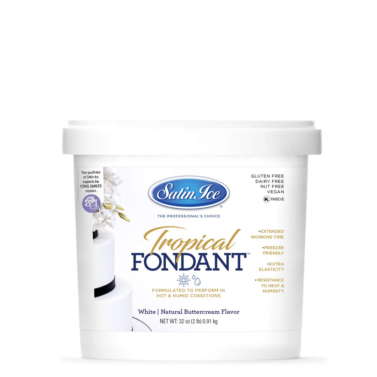 Satin Ice Tropical Fondant 2lb packaging shown for easy decorating prep